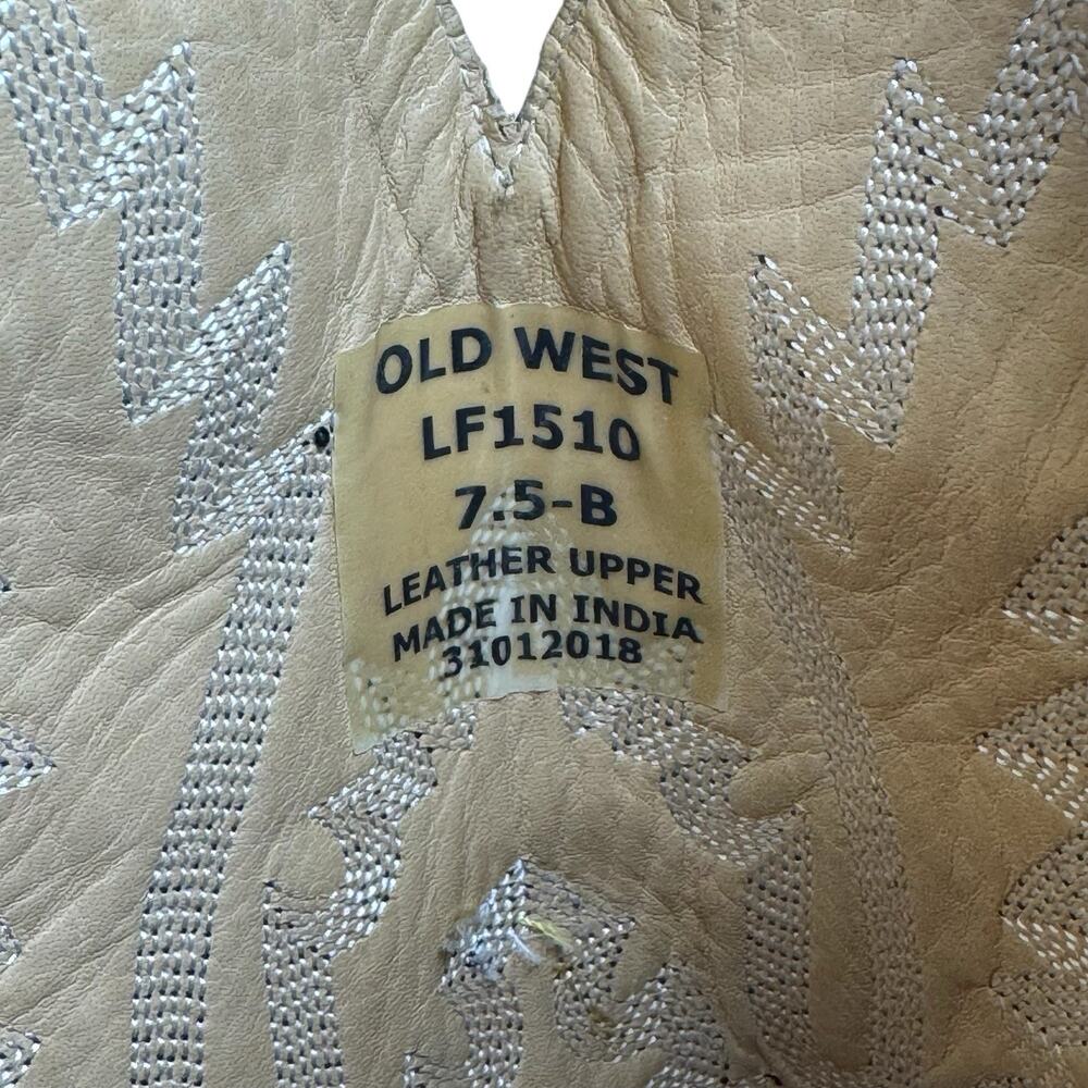 Old West Black Leather Western Cowboy Boots LF1510 Women's Size 7.5 Classic - Picture 10 of 12